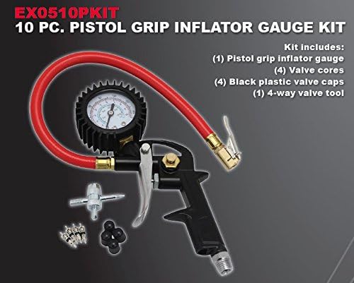 Milton EXELAIR 10 Piece Pistol Grip Inflator Gauge Kit, 1/4, EX0510PKIT
