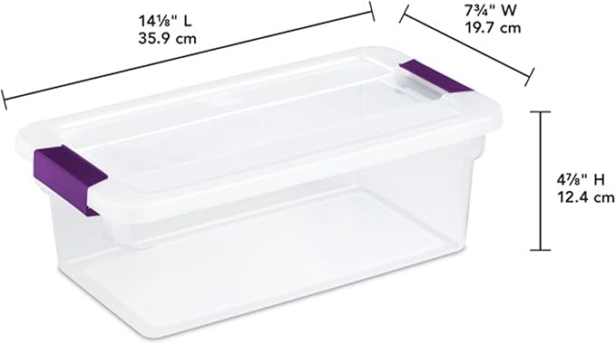 Sterilite 6 Qt ClearView Latch Storage Box Stackable Bin with Latching Lid, Plastic Container to Organize Shoes in Closet, Cl