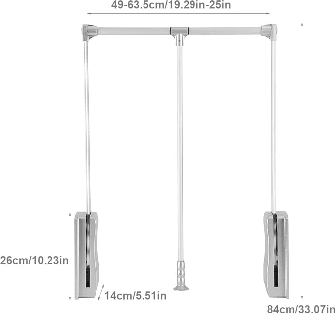 Pull Down Closet Rod, Adjustable Wardrobe Organizer Clothing Rail For Hanging Clothes Heavy Duty Clothes Rod Hanger Soft Retu
