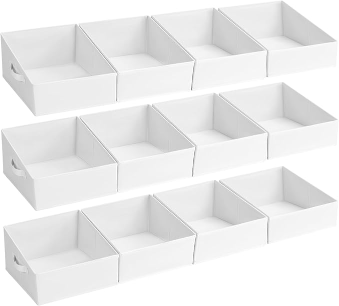 DIMJ Closet Storage Bins 12 Pack - Fabric Storage Baskets for Shelves, Collapsible Clothes Organizer with Handles, Trapezoid 