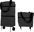 Collapsible Shopping Grocery Bag With Wheels Rolling Tote Bag With Wheels Large Reusable Shopping Bags(Black,Large)