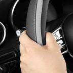 Car Steering Wheel Cover, Leather Steering Wheel Cover Grey Universal 14.5-15 Inch Microfiber Leather Anti-Slip Breathable Au