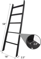 5-Tier Blanket Ladder – 4.8 Ft Wall Leaning Quilt Rack, Farmhouse Blanket Storage for Living Room, Bedroom & Bathroom – Rusti
