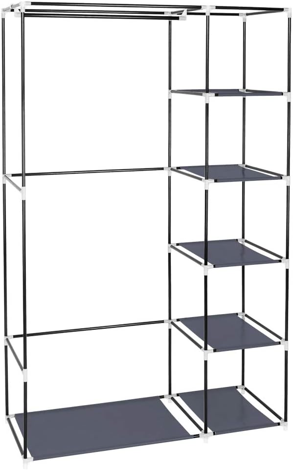 69" Portable Closet Storage Organizer Wardrobe Clothes Rack,Covered Garment Rack,Steel Tube Clothes Storage Organizer,Freesta