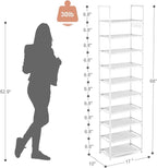 LANTEFUL 10 Tiers Tall Shoe Rack 20-25 Pairs Boots Organizer Storage Sturdy Narrow Shoe Shelf for Entryway, Closets with Hook