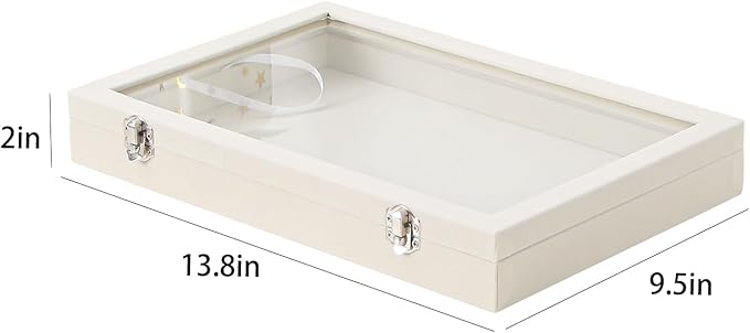 Coward Jewelry Organizer Box, Beige Velvet Blank Display Tray Case with Lid for Storage Necklaces Bracelets Rings Beads and J
