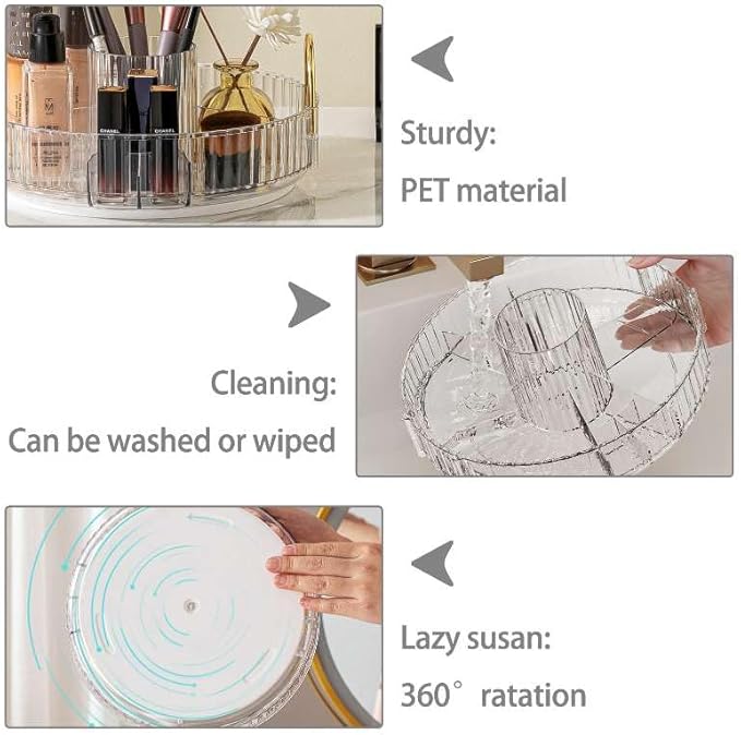 shuang qing Rotating Makeup Organizer for Vanity, High-Capacity Skincare Clear Make Up Storage Perfume Organizers Cosmetic Dr