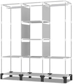 Portable Wardrobe, Easy Hanging Closet 6 Side Pockets Large Capacity Clothes Organizer Comes with 2 Hanging Poles and Storage