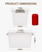 Citylife 4 Packs 6 QT Storage Bins with Lids Clear Plastic Bins with Grey Handle Stackable Storage Containers for Organizing