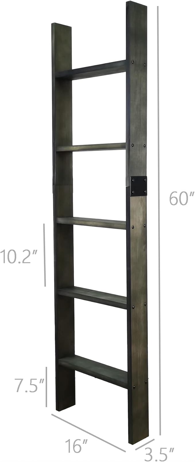 FixtureDisplays® 5-Foot Rustic Farmhouse Blanket Ladder, Wall-Leaning Decorative Wood Ladder, Ladder-Style Pine Wood Blanket 