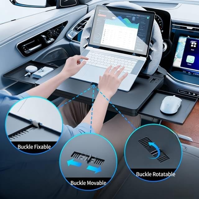 Car Steering Wheel Desk Table for Chevy Silverado 2500 HD 2025 2024 2023, Auto Desk for Work Hooks onto Most Vehicle Steering Wheels Multipurpose Travel Accessories