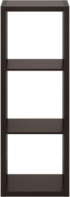 Furinno Cubicle Book Shelf, 3-Cube Bookshelf, Extra Thick Frame Horizontally & Vertically Reversible Bookcase with Open Back,