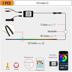 Ambient Lighting Car Led Lights Interior Kit with Wireless APP,43.3 inches Dream Color Acrylic Led Strips Lights for Car, 12V Fiber Optic Music Sync Neon Center Console Dashboard Interior Lights