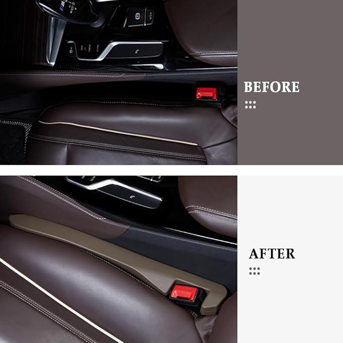 2PCS Car Seat Gap Filler,Flexible in between Car Seat Catcher for Tightly Filling Seats Gaps,Universal Cars Console Catcher Interior Cars Accessories for Women & Men (Brown)