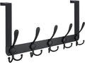 TICONN Over The Door Hooks, 5 Heavy Duty Tri Coat Rack All Metal Coat Hanger for Bathroom Bedroom Dorm (Matte Black, 1PK, Fit