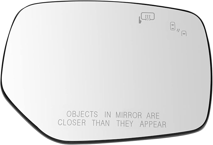 TRQ Passenger Side Mirror Glass Heated Blind Spot Convex with Backing Plate For Factory Equipped Mirrors Compatible with 2015