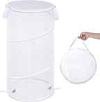 BATTOO Collapsible Laundry Basket with Lid Foldable Mesh Pop Up Hamper with Handles for Laundry Room, Bathroom, Kids Room, Co