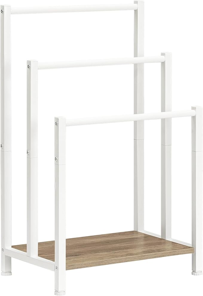HOOBRO Free Standing Towel Rack, 3 Tier Blanket Rack, Blanket Holder for Bathroom, 16.9" L x 11" W x 31.9" H, Industrial Meta