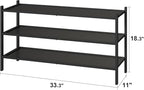 kiplant Black Long Shoe Rack, 3-Tier Bamboo Wood Shoe Rack for Entryway, Stackable | Foldable | Natural, Shoe Organizer for H