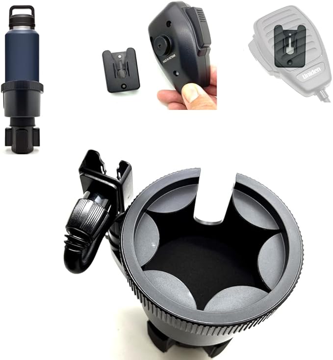 LycoGear Adjustable Car Drink Cup Holder Organizer Expander Mount w/Universal Ham CB Radio Microphone Mic Hanger Holder for T