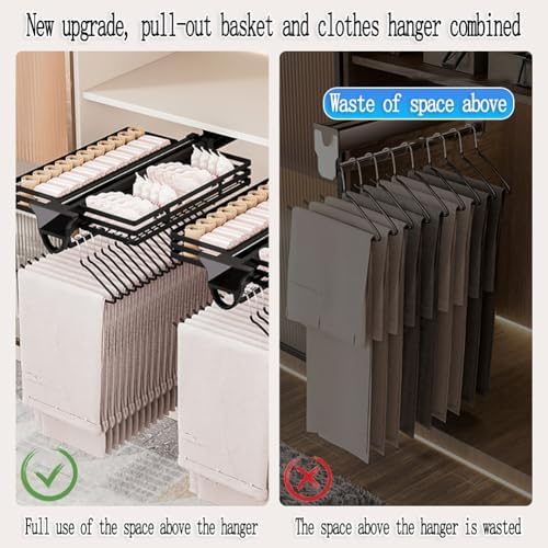 Adjustable Clothes Rail - Extendable Hanger Rack for Trousers & Garments - Space-Saving Wardrobe Organizer - 56Cm Clothes Sto