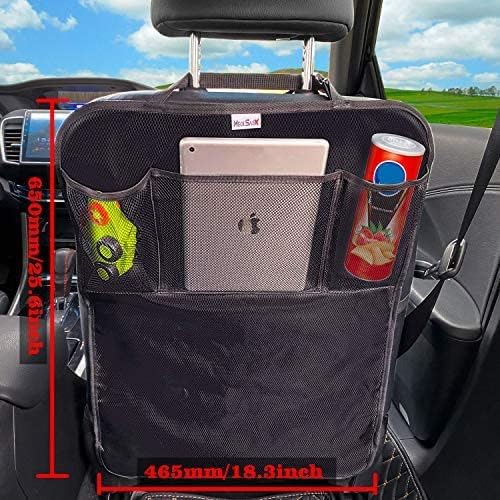 Meolsaek Kick Mats Back Seat Protector, Waterproof Oxford Seat Back Protector, Car Seat Back Protector for Kids, Back of Seat Protector for Kids Feet Car Seat (Black B -1pc)