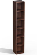 6 Cube Storage Organizer, Narrow Open Shelf Bookcase, Freestanding 6 Tier Low Display Bookshelf for Home Office, Living Room,