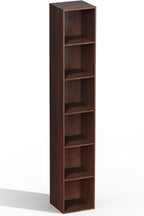 6 Cube Storage Organizer, Narrow Open Shelf Bookcase, Freestanding 6 Tier Low Display Bookshelf for Home Office, Living Room,