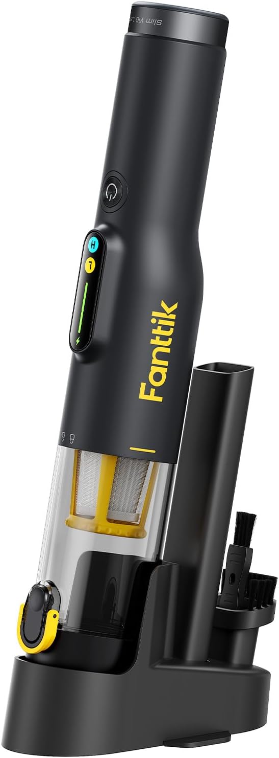 Fanttik Slim V10 Lite Cordless Handheld Vacuum, 0.98lb Lightweight with All-in-One Base Design, 12000Pa Suction & Smart LED D