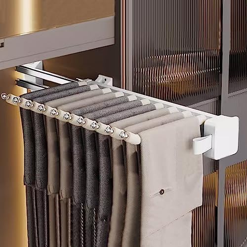 Pull-Out Clothes Rail,Extendable Pull Out Storage Closet Rod, Bearing 40kg Pull-Out Clothes Rail, Aluminum Alloy Retractable 