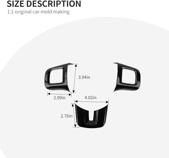 Linskip Steering Wheel Trim Compatible with Dodge Journey 2013-2022 & Charger/Challenger/Durango/Dart 2009-2014, Journey Steering Wheel Cover, Journey Interior Accessories 3Pcs(Black)
