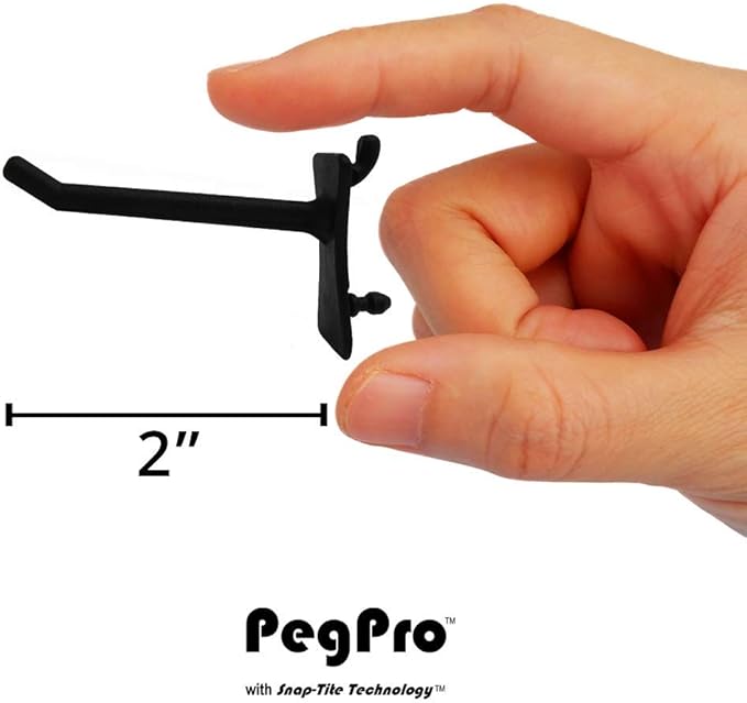 PegPro® 2" Hooks Kit for Standard “Wood Fiber” pegboard – Durable Plastic Pegboard Hooks - for Garage, Kitchen, Craft Room, a