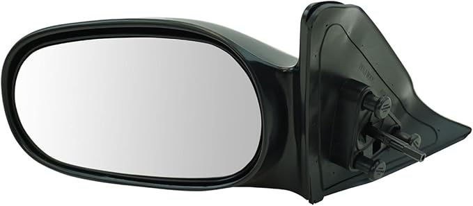 TRQ 2 Piece Driver and Passenger Side Mirror Assembly Set Manual Adjustment Non-Heated No Memory Semi Gloss Black Compatible 