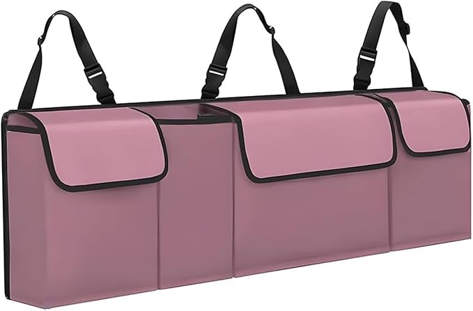 Car Trunk Organizer, Backseat Hanging Large Storage with Adjustable Straps,Waterproof PVC Collapsible Cargo Bag, Car Interior