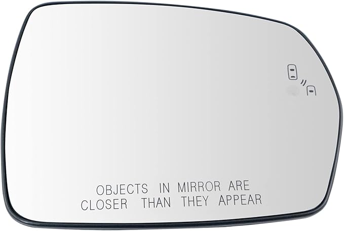 TRQ Passenger Side Heated Mirror Glass with Blind Spot Detection, Convex, Snap On, Backing Plate, Compatible with 2015-2018 F