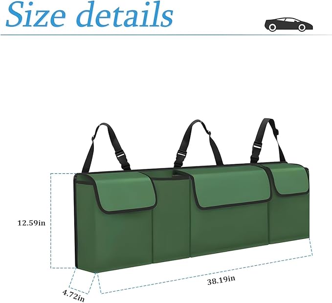 Car Trunk Organizer and Storage, Backseat Hanging Organizer for SUV, Truck, MPV, Waterproof, Collapsible Cargo Storage Bag