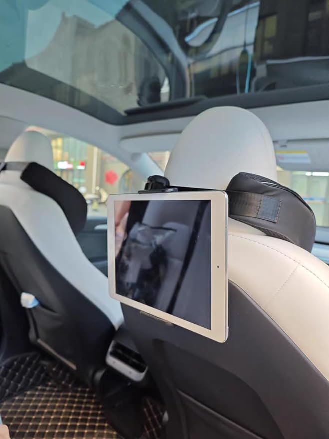2 pieces Headrest Tablet Holder for Tesla Model 3/Y Friendly Back Seat Tablet Mount, Road Trip Essentials for Kids iPad Pro Air 6-13"，360° Adjustable Travel Rotation Stand Accessories (1 piece)