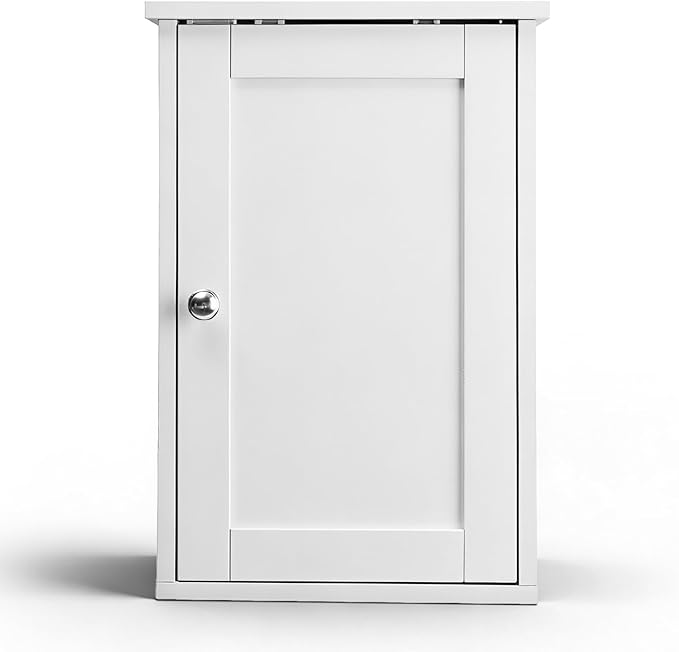 VINGLI Bathroom Wall Cabinet, White Medicine Cabinet with Single Door, Small Over Toilet Storage Organizer with Adjustable Sh