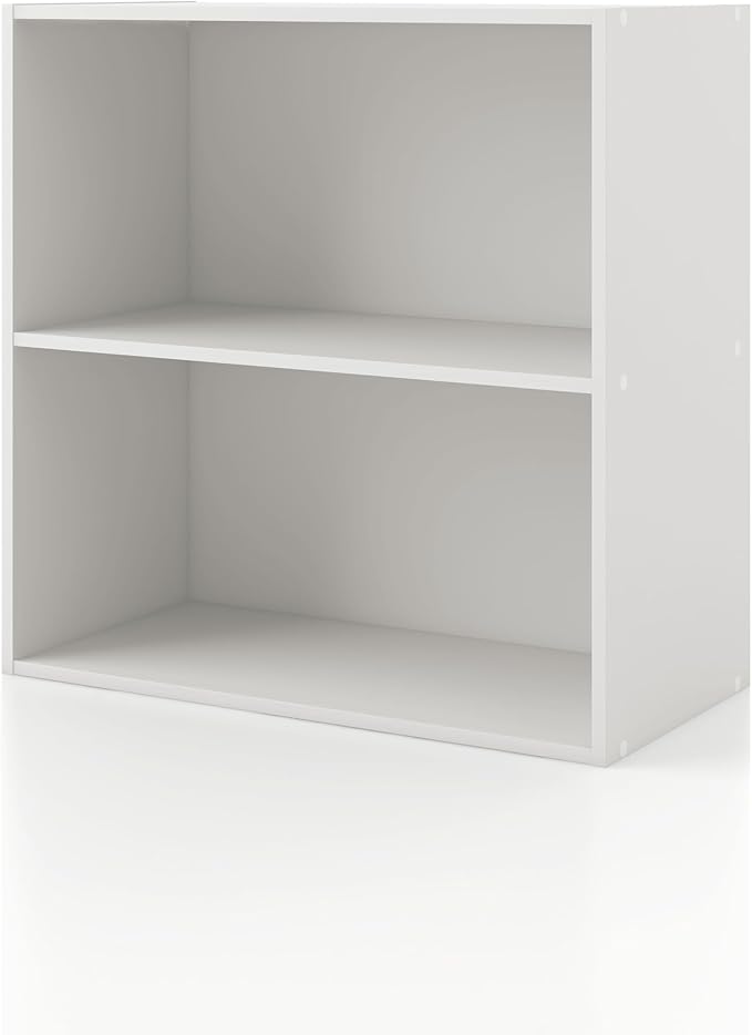 Homes: Inside + Out Apexa 2-Tier Cube Storage Organizer Shelves, Stackable Wood Bookcase Fits Cubby Bins for Organization, Do