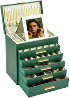 BOOVO Jewelry Boxes for Women, White and Black 6 Layer Large Jewelry Box for Necklace, Bracelet, Earrings, Rings Storage, Jew