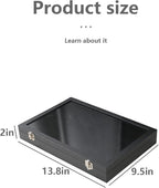 Coward Earring Organizer Tray Box, Black Velvet Earring Jewelry Display Storage Tray Case with Transparent Glass Lid for Home