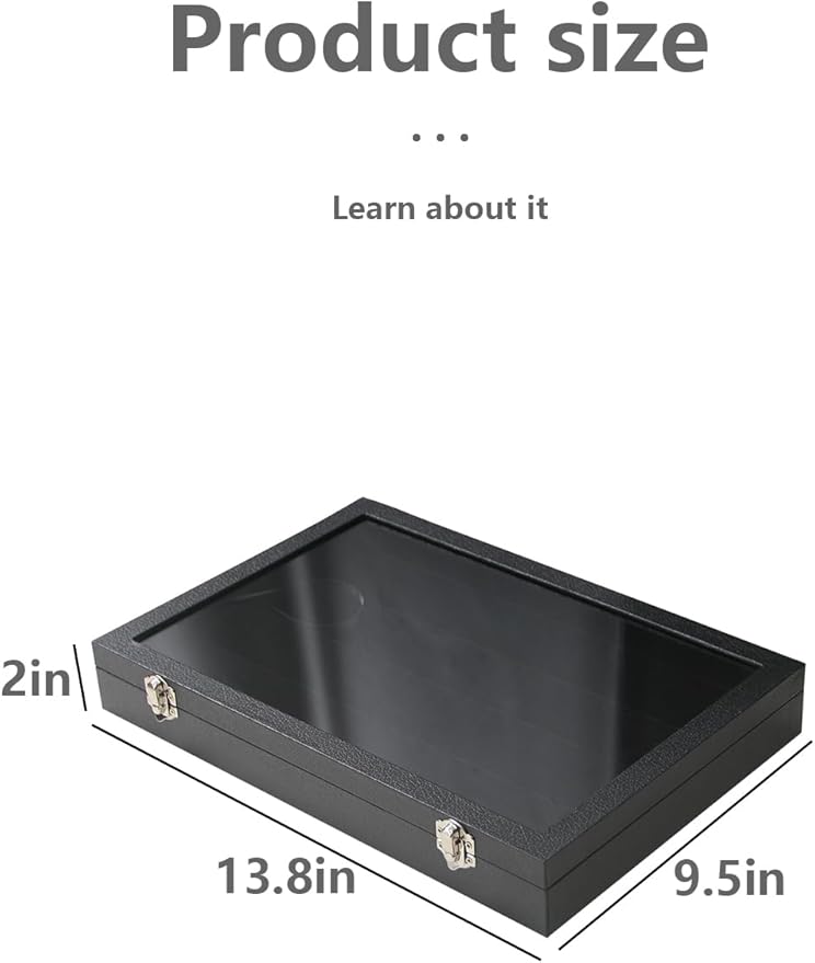 Coward Earring Organizer Tray Box, Black Velvet Earring Jewelry Display Storage Tray Case with Transparent Glass Lid for Home