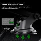 Esoulk One Touch Car Phone Mount - Dashboard & Windshield Cell Phone Holder, Strong Suction Cup Auto Stand with Adjustable Telescopic Arm, 360° Rotation for iPhone, Samsung & All Smartphones