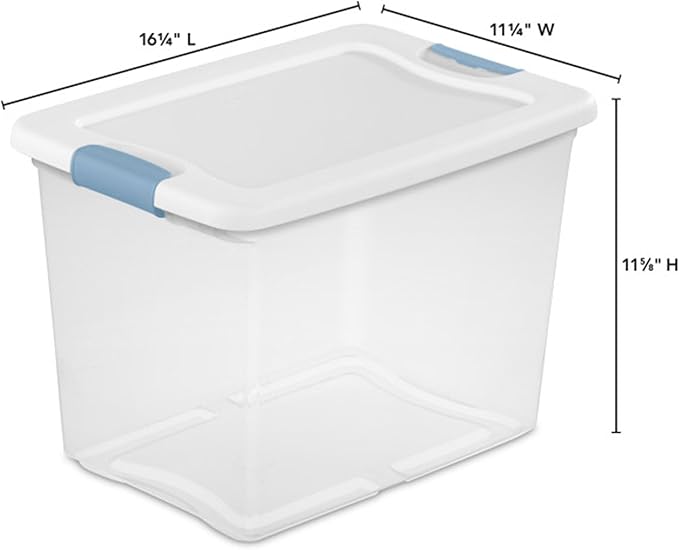Sterilite 6-Pack Latching Box, Under Bed Storage Bins with Lids, Clear Plastic, 25 Quart - Heavy-Duty Organizing Containers f