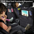 Meolsaek Kick Mats Back Seat Protector, Waterproof Oxford Seat Back Protector, Car Seat Back Protector for Kids, Back of Seat Protector for Kids Feet Car Seat (Black B -1pc)