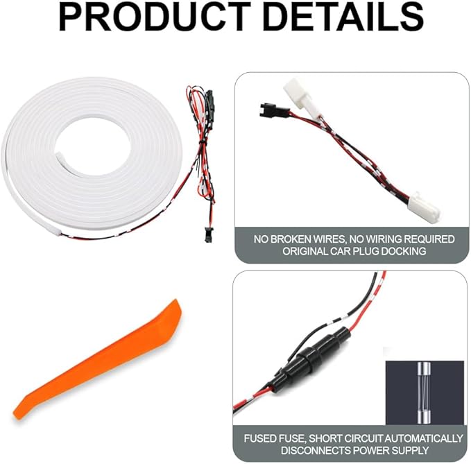 LED Trunk Light Strip Compatible with 2015-2025 Toyota Sienna, Easy to Install, Waterproof, Flexible Silicone recessed Trunk Light, White