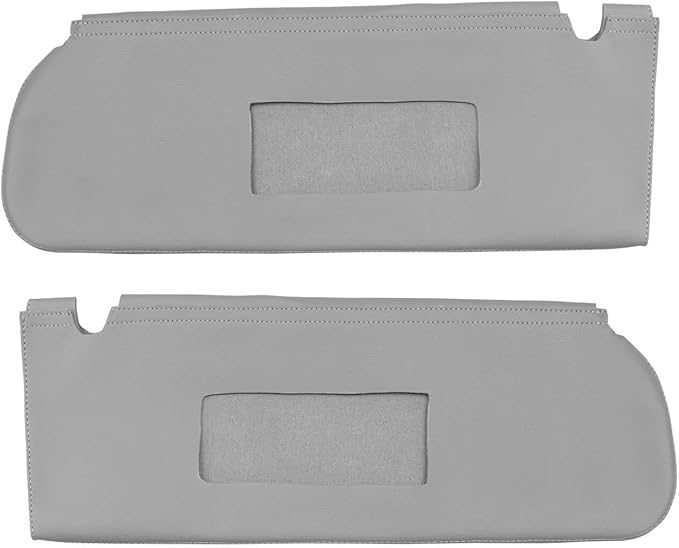 KBH Car Sun Visor Cover for Chevy Tahoe Suburban & GMC Yukon 1995 1996 1997 1998 1999, Left and Right Side Sunvisor Covering, Vinyl Leather Trim, Anti-Scratch, Gray