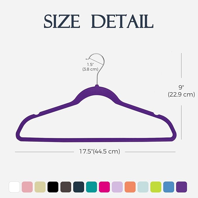 HOUSE DAY Noble-Purple Velvet Hangers 60 Pack, Non Slip Clothes Felt Hanger Heavy Duty for Coat, Premium Slim Space Saving Su