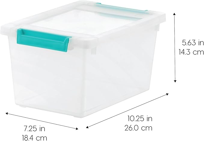 IRIS USA 4 Qt. Craft Storage Bins with Lids, 6-Pack, |Made in USA|, Clip Box, Small Plastic Sensory Bin Tote Organizer Contai