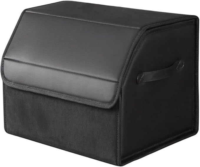 car organizers and storage for SUV,trunk organizer for sedan, leather foldable sleek box with lid,collapsible cargo bins, tool